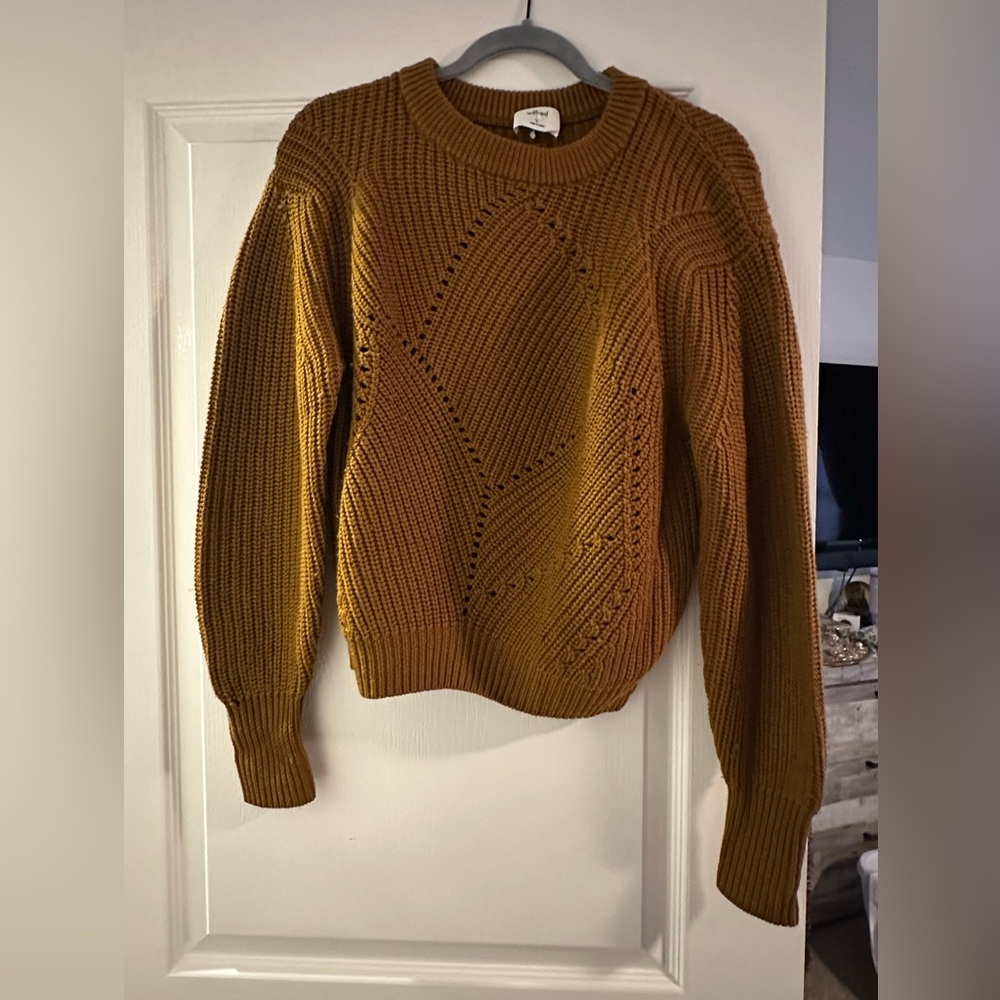 Wilfred Wool Open Knit Gold Sweater, Sz Small